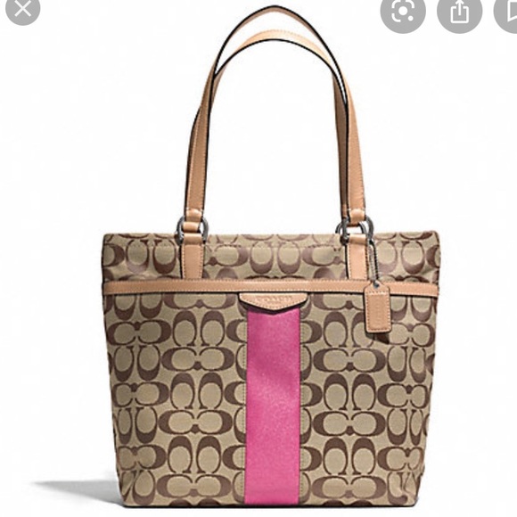 COACH Signature Stripe 12CM Tote (F28504) - Picture 2 of 12